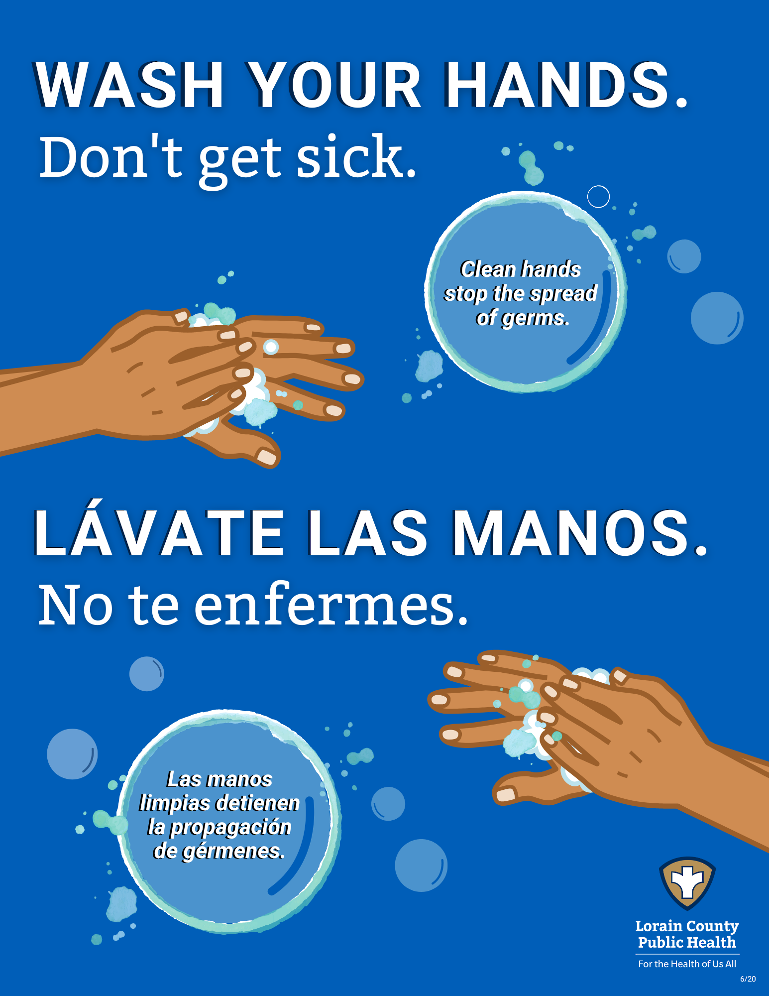 simple wash your hands sign in Spanish and English