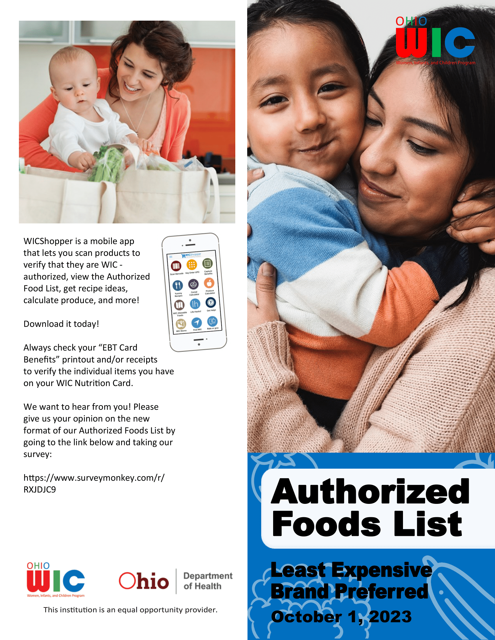 Title page "Authorized Food List"